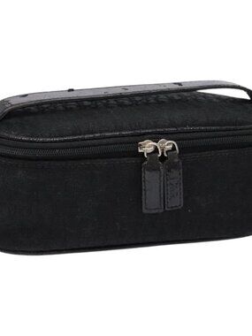 Christian Dior Trotter Canvas Vanity Pouch Black Silver Auth yk19248